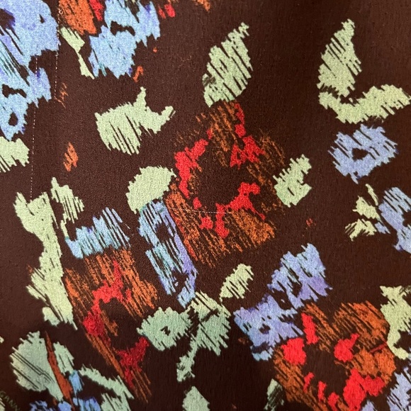 Ganni Printed Light Crepe Ruffle V-Neck Raglan Dress in Meadow Azure Blue 34 - Picture 6 of 16